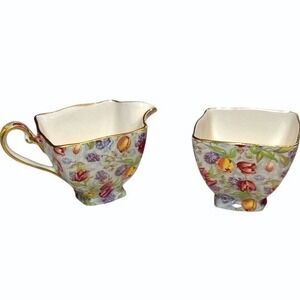 Royal Winton Grimwades Stratford Floral Chintz Creamer Sugar Bowl Set 1995
